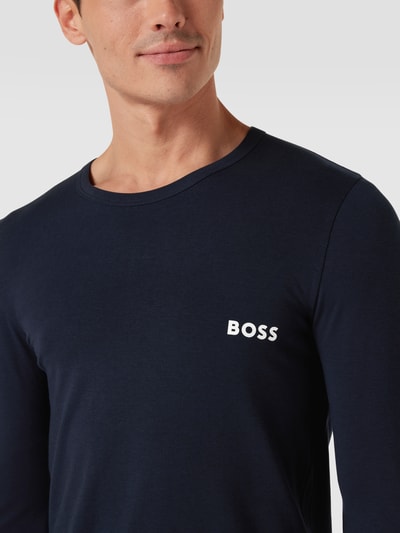 BOSS Shirt met lange mouwen en labelstitching, model 'Infinity' Donkerblauw - 3