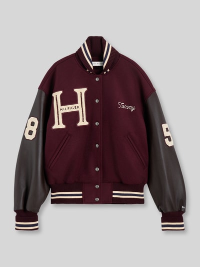 Tommy Hilfiger Krój relaxed fit kurtka skórzana z mieszanka wełny Ciemnoczerwony 2