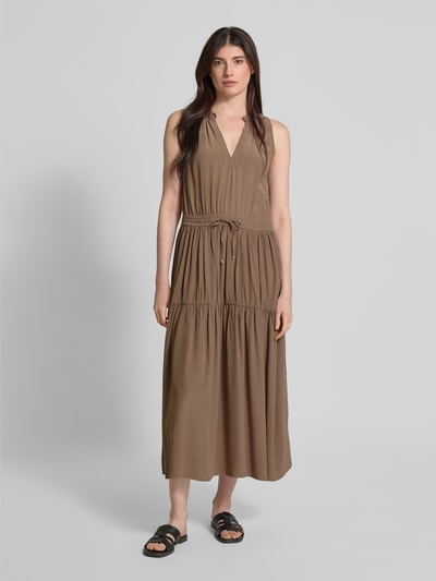 MOS MOSH Maxikleid mit Tunikakragen Modell 'Sabri' Sand Melange 4