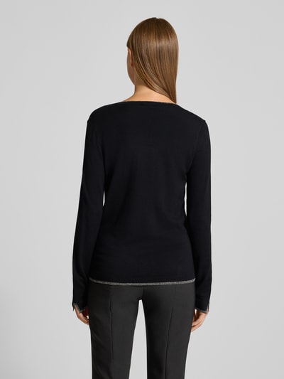 Liu Jo White Pullover mit V-Ausschnitt und Effektgarn Black 5