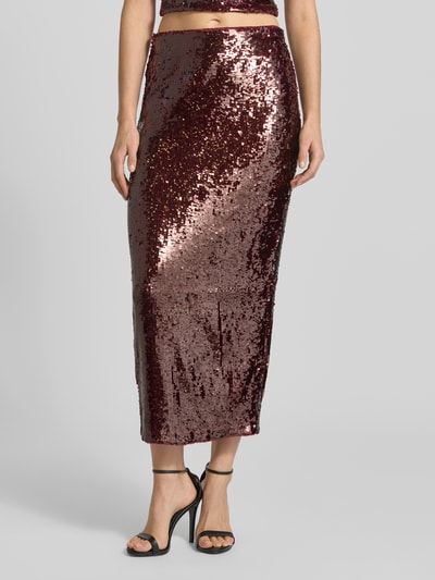 Jake*s Cocktail Slim fit midirok met pailletten Kersenrood gemêleerd - 4