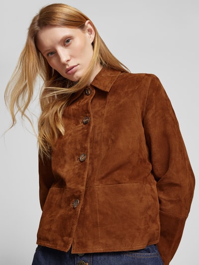 Zadig & Voltaire Jacke in Leder-Optik mit Eingrifftaschen Modell 'LESSA' Cognac 3