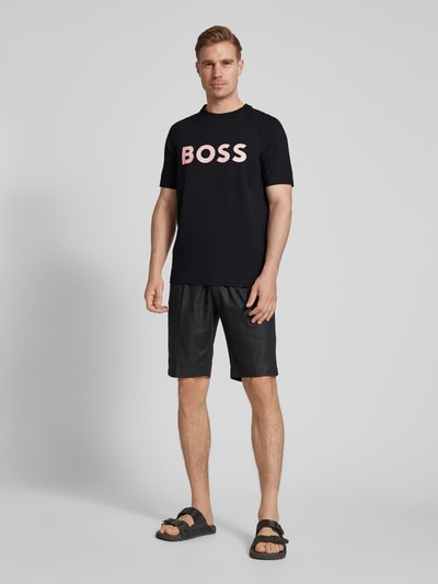 BOSS Green T-shirt met logoprint, model 'Teebero' Zwart - 1