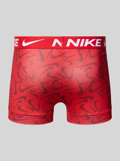 Produktfoto, Micro Trunks im 3er-Pack mit Logo-Bund von Nike, rotes Allover-Design, Elastischer-Logo-Bund, Material-Mix mit Stretch-Anteil, Körpernaher-Schnitt, Logo-Print