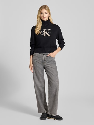Calvin Klein Jeans Gebreide coltrui, model 'CHENILLE' Zwart - 1