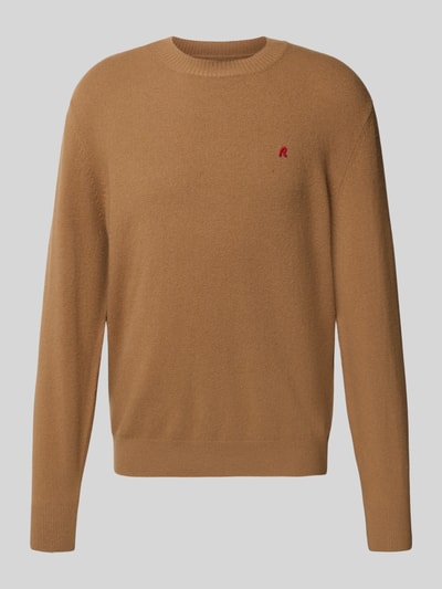 Replay Strickpullover aus Lanawoll-Mix mit Rundhalsausschnitt Camel 2