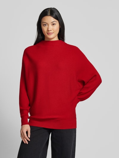 Zero Oversized Strickpullover aus Viskose-Mix mit Stehkragen Hellrot 4