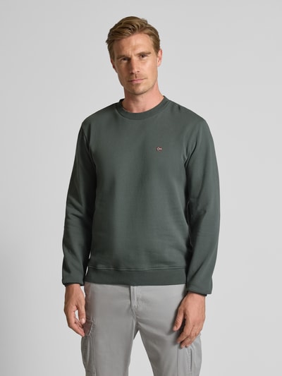Napapijri Sweatshirt mit Rundhalsausschnitt und Label-Stitching Khaki 4