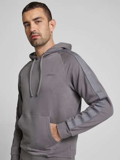 HUGO Hoodie met labelstitching Middengrijs - 3