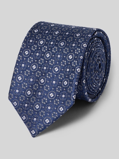 Produktfoto, Krawatte aus reiner Seide von Prince Bowtie in Dunkelblau mit Strukturmuster, klassische Passform, Breite 7 cm, Teilungsnähte