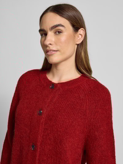Selected Femme Regular fit gebreid jack van wolmix met alpaca, model 'LULU' Rood - 3