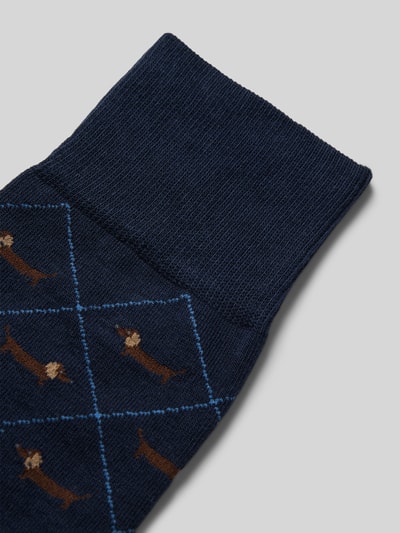 Burlington Sokken met labelprint Marineblauw - 2