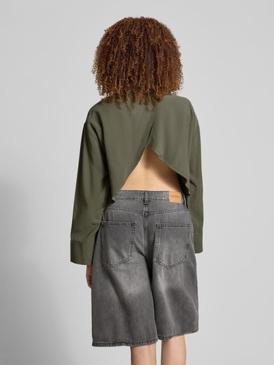Only Relaxed fit overhemdblouse van viscosemix, model 'LARIS' Kaki - 5