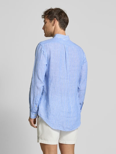 Polo Ralph Lauren Custom Fit Leinenhemd mit Label-Stitching Hellblau 5