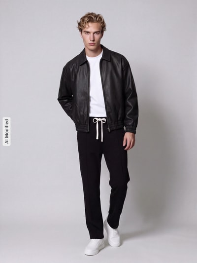 ONLY & SONS Regular Fit Kunstlederjacke Modell 'REX' Black 1