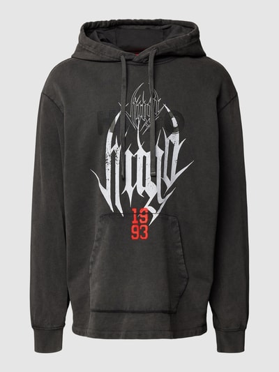 HUGO Hoodie mit Label-Print Anthrazit 2