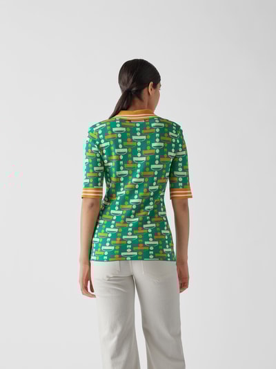 Dodo bar Or Poloshirt mit Allover-Label Grün meliert 5