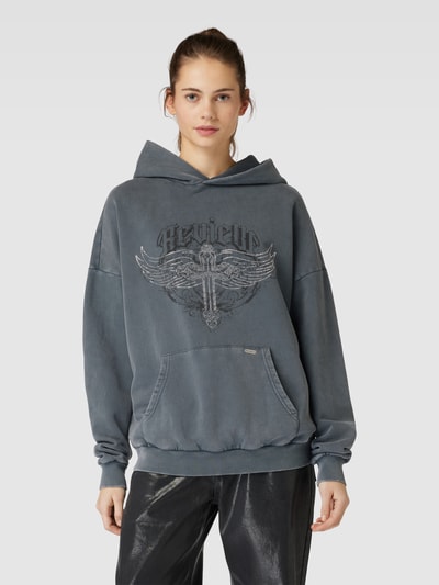 Review Oversized Hoodie mit Label-Print Anthrazit 4