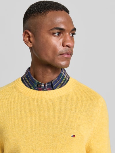 Tommy Hilfiger Regular Fit Strickpullover aus feinster Wolle GELB 3