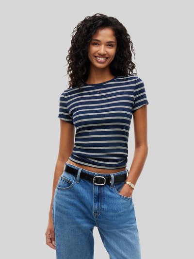 Tommy Jeans Slim fit t-shirt van katoenmix Marineblauw - 4