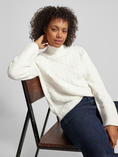 monari Strickpullover mit gerippten Abschlüssen Offwhite 3