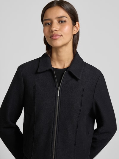 Marc Cain Regular Fit Blazer aus Schurwolle mit Zweiwege-Reißverschluss Black 3