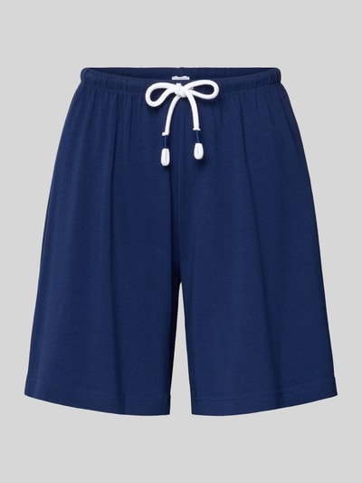 Produktfoto, donkerblauwe Pyjama-Shorts met elastische tailleband en trekkoord, katoenmengsel, relaxed fit, SOLID LOVE van Mey.