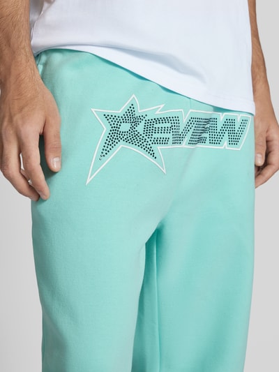 REVIEW Sweatpants met labelprint Turquoise - 3