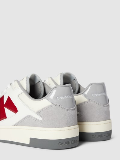 Calvin Klein Jeans Leren sneakers met contrastgarnering Lichtgrijs - 2