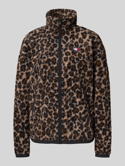 Tommy Jeans Regular Fit Teddyjacke mit Animal Print Mittelbraun 2