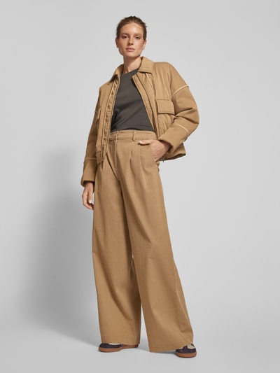 JAKE*S STUDIO WOMAN Wide Leg Bundfaltenhose mit Gürtelschlaufen Mud 1