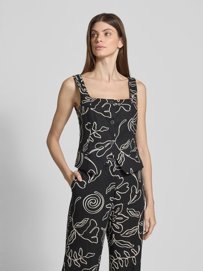 Mango Trägertop aus Viskose-Leinen-Mix mit Knopfleiste Modell 'LIZA' Black 4