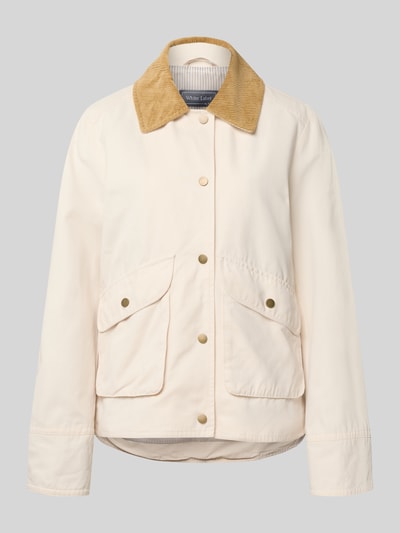 Productfoto, Jacke mit Umlegekragen und aufgesetzten Pattentaschen van WHITE LABEL in crème met rechte fit, drukknoopsluiting, opgestikte klepzakken, corduroy kraag, lengte 67 cm, schouderbreedte 44 cm, borstwijdte 53 cm, mouwlengte 63 cm