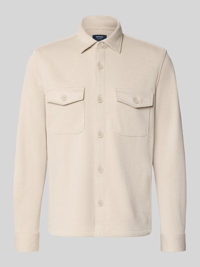 Produktfoto, Overshirt mit Knopfleiste von MCNEAL in Beige, gerader Schnitt, zwei Brusttaschen, Baumwoll-Mix, strukturierte Oberfläche