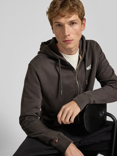 Superdry Sweatjacke mit Logo-Stitching und Kapuze Anthrazit 3