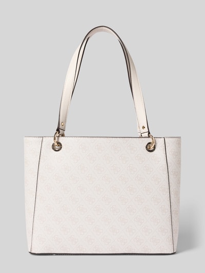 Produktfoto, Guess Damen Handtasche mit Logo-Muster, Label-Applikation, Modell 'NOELLE II', beige mit Tragehenkeln, strukturierte Oberfläche