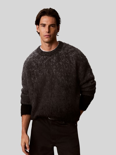 Calvin Klein Jeans pullover met relaxed fit van scheerwol met ombre-effect Zwart - 4