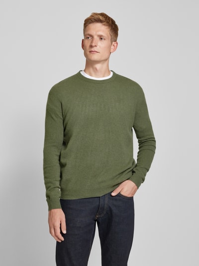 American Vintage Sweter z dzianiny z prążkowanymi wykończeniami model ‘RAXOW’ Trzcinowy 4