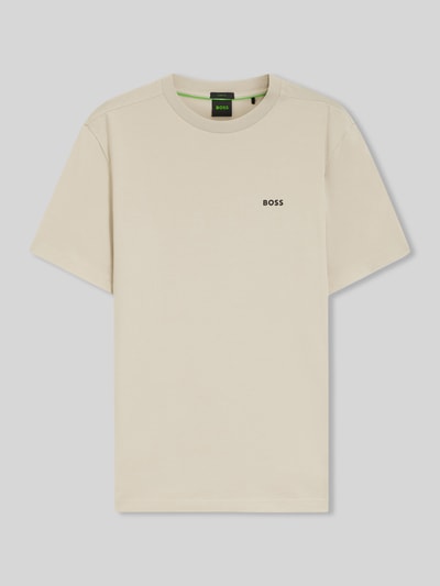 BOSS Green męski t-shirt o kroju regular fit z mieszanki bawełny Beżowy 2