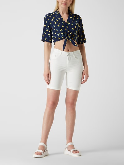 Noisy May Korte blouse met knoopdetail, model 'Joe' Marineblauw - 1