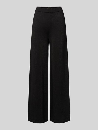 LOLLYS LAUNDRY Wide leg stoffen broek met elastische band, model 'Agadir' Zwart - 1