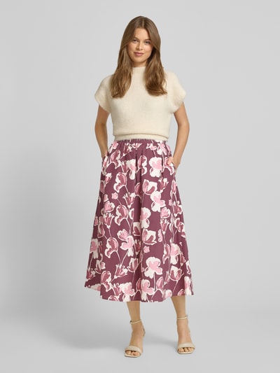 Jake*s Collection Regular Fit Midirock in A-Linie Aubergine 1