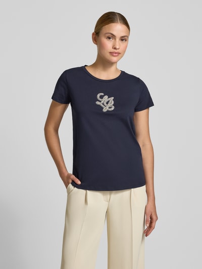 Liu Jo Sport T-Shirt mit Rundhalsausschnitt und Strasssteinbesatz Marine 4