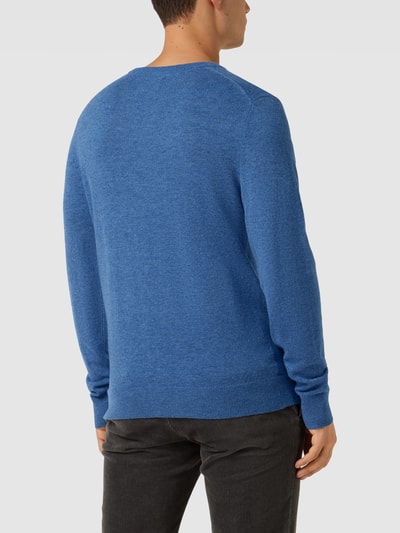 Gant Strickpullover mit Label-Stitching Jeansblau Melange 5