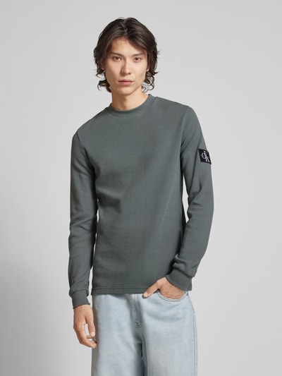 Calvin Klein Jeans Longsleeve mit gerippten Abschlüssen Mittelgrau 4