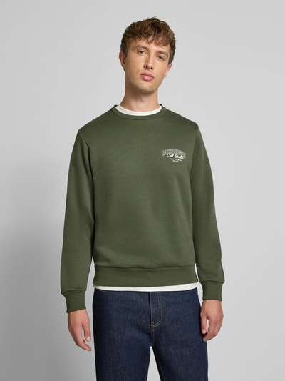 Jack & Jones Sweatshirt mit Label-Print Modell 'MAKOTO' Dunkelgruen 4