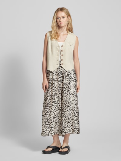 MSCH Copenhagen Wide leg stoffen broek met verkort model, model 'Philida' Zwart - 1