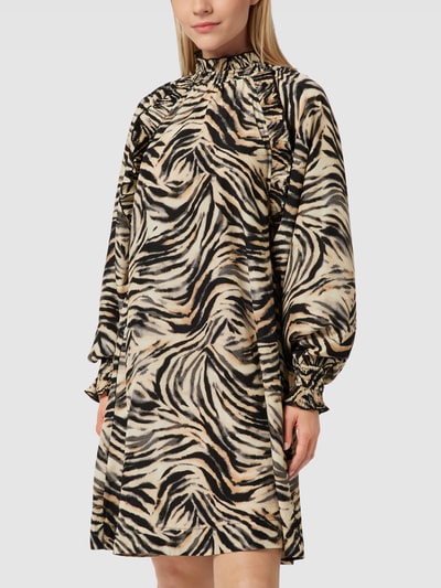 Copenhagen Muse Blousejurk met dierenprint, model 'FRILL' Lichtbruin - 4