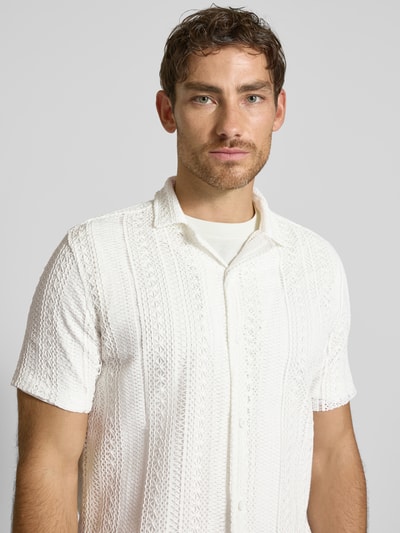 Lindbergh Relaxed Fit Strickhemd mit Resortkragen Offwhite 3