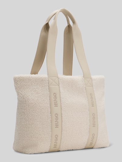 HUGO Torba shopper z paskiem z logo Écru 3